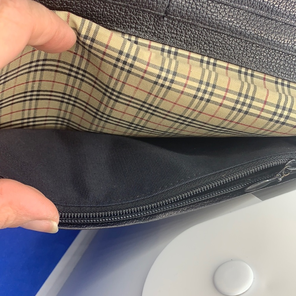 BURBERRY Nova Check Pattern‎ black Leather Continental Wallet vintage - Picture 4 of 9